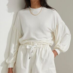 Varley Brannon Sweat Top in color Egret Size S Soft